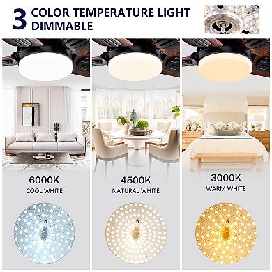 Loheer 42 Inch Low Profile Ceiling Fan, with Light and Remote, Dimmable Flush Mount, for Bedroom
