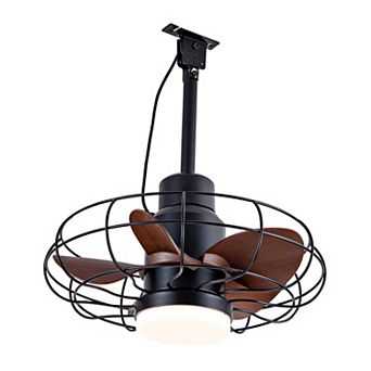 Loheer 20 Inch Outdoor Ceiling Fan with Lights, Plug In Caged Gazebo Fan with Remote, for Patios