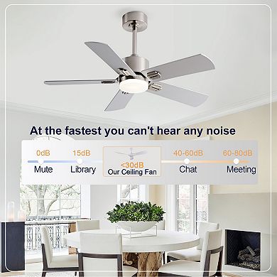 Loheer 42 Inch Modern Ceiling Fan, with Dimmable LED Light and Remote, for Bedroom