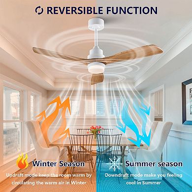 Loheer 52 Inch Modern Ceiling Fan with Dimmable LED Light, Reversible DC Motor and Remote