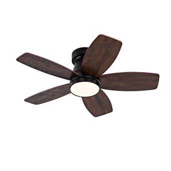 Loheer Flush Mount Ceiling Fan with Light, 32 Inch Reversible Dimmable, for Bedroom and Patio