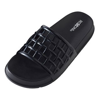 Roxoni Women's Jelly Slingback Flats Breathable Slip-On Summer Beach Casual Shoes