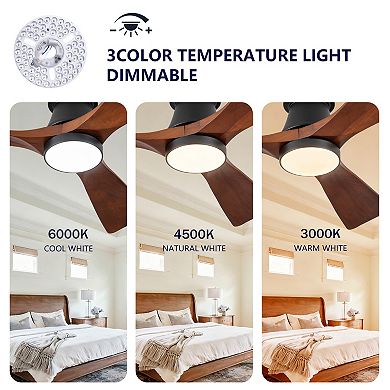 Loheer 42 Inch Flush Mount Ceiling Fan, with Dimmable LED Light Reversible DC Motor, for Bedroom