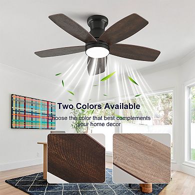 Loheer 32 Inch Low Profile Ceiling Fan with Light & Remote Dimmable Quiet DC Motor for Bedroom