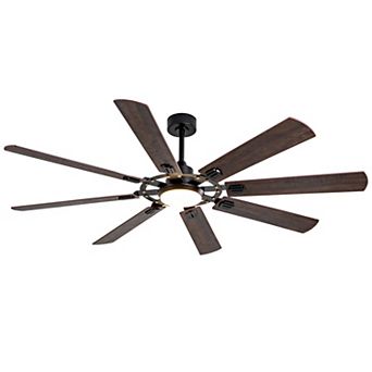 Loheer Large Ceiling Fan with Light, 72 Inch 8 Blade Dimmable Reversible, Indoor Outdoor