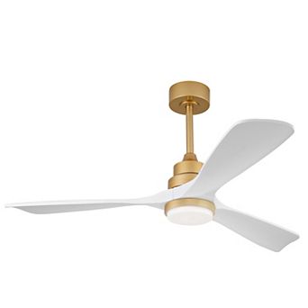 Loheer 52 Inch Indoor Ceiling Fan, Wood Blades Dimmable LED Light Remote for Living Room