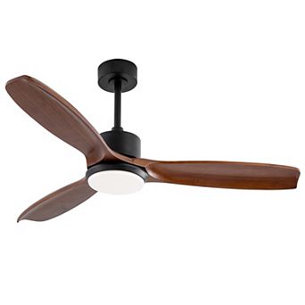 Loheer 52 Inch Wood Ceiling Fan with Light & Remote, Quiet DC Motor 3 Blade Fan for Patio