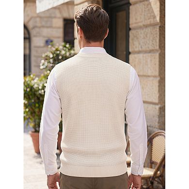 Men's Sweater Vest V Neck Solid Lightweight Knitwear Pullover Sleeveless Sweaters
