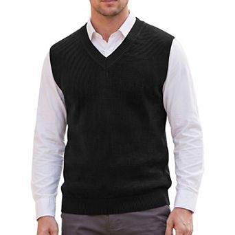 Men's Sweater Vest V Neck Solid Lightweight Knitwear Pullover Sleeveless Sweaters