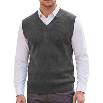 Men's Sweater Vest V Neck Solid Lightweight Knitwear Pullover Sleeveless Sweaters