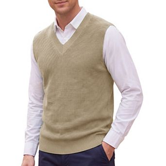 Men's Sweater Vest V Neck Solid Lightweight Knitwear Pullover Sleeveless Sweaters