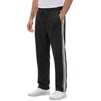 Men's Casual Patchwork Stripe Pattern Drawstring Waist Corduroy Pants