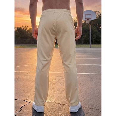 Men's Breakaway Pants Straight Leg Basketball Drawstring Sweatpants with Side Snap Buttons