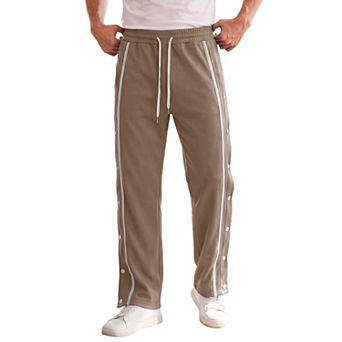 Men's Breakaway Pants Straight Leg Basketball Drawstring Sweatpants with Side Snap Buttons