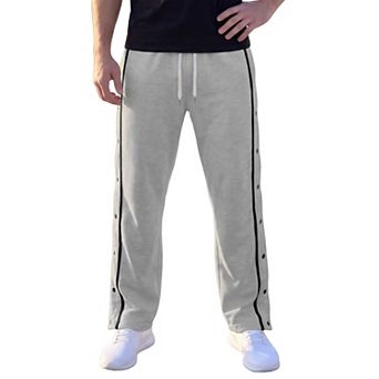 Men's Breakaway Pants Straight Leg Basketball Drawstring Sweatpants with Side Snap Buttons