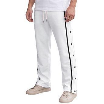Men's Breakaway Pants Straight Leg Basketball Drawstring Sweatpants with Side Snap Buttons