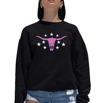 Cowgirl Cowskull - Women's Word Art Crewneck Sweatshirt