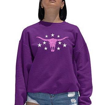 Cowgirl Cowskull - Women's Word Art Crewneck Sweatshirt