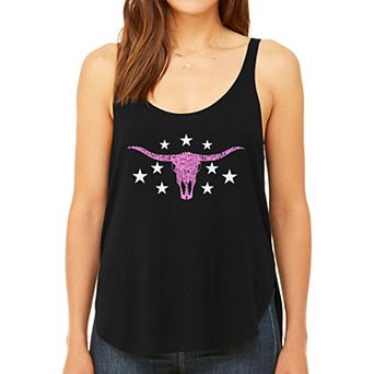Cowgirl Cowskull - Women's Premium Word Art Flowy Tank Top