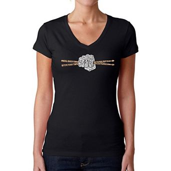 Drum Sticks - Women's Word Art V-Neck T-Shirt