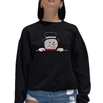 Peeking Snowman - Women's Word Art Crewneck Sweatshirt