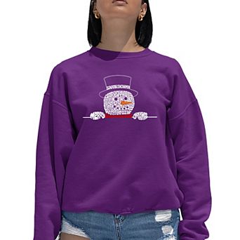 Peeking Snowman - Women's Word Art Crewneck Sweatshirt