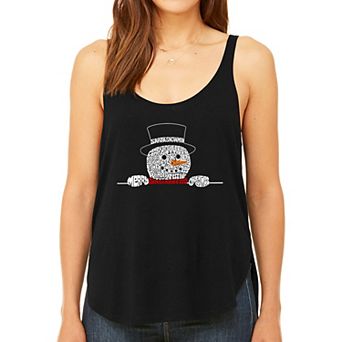 Peeking Snowman - Women's Premium Word Art Flowy Tank Top