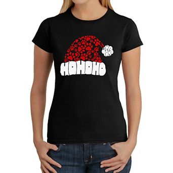 Paw Print Santa Hat - Women's Word Art T-Shirt