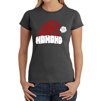 Paw Print Santa Hat - Women's Word Art T-Shirt
