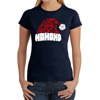 Paw Print Santa Hat - Women's Word Art T-Shirt
