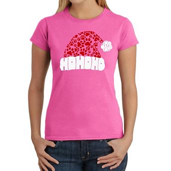 Paw Print Santa Hat - Women's Word Art T-Shirt