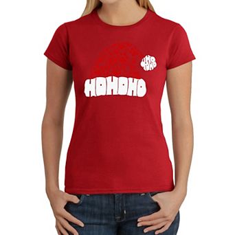 Paw Print Santa Hat - Women's Word Art T-Shirt