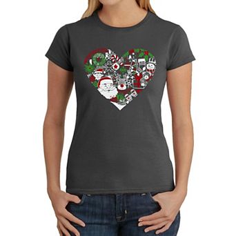 Christmas Themed Heart - Women's Word Art T-Shirt