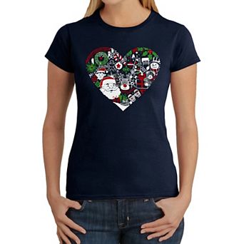 Christmas Themed Heart - Women's Word Art T-Shirt