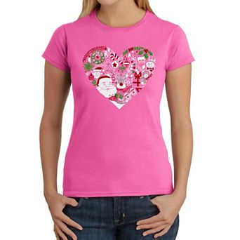 Christmas Themed Heart - Women's Word Art T-Shirt