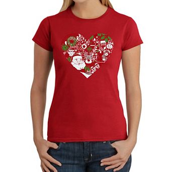 Christmas Themed Heart - Women's Word Art T-Shirt