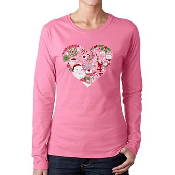 Christmas Themed Heart - Women's Word Art Long Sleeve T-Shirt