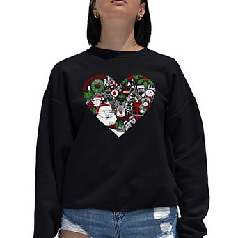 Christmas Themed Heart - Women's Word Art Crewneck Sweatshirt