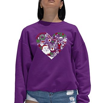 Christmas Themed Heart - Women's Word Art Crewneck Sweatshirt