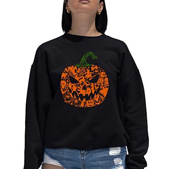 Halloween Pumpkin - Women's Word Art Crewneck Sweatshirt