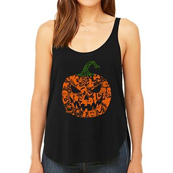 Halloween Pumpkin - Women's Premium Word Art Flowy Tank Top