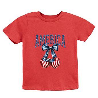 America Flag Cherries Coquette - Youth Short Sleeve Graphic T-Shirt