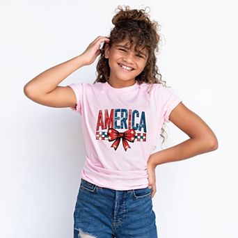 Coquette America Checkered - Youth Short Sleeve Graphic T-Shirt