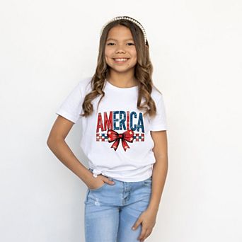 Coquette America Checkered - Youth Short Sleeve Graphic T-Shirt