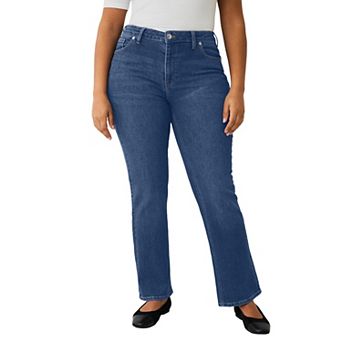 Ellos Plus Size Mid-Rise Stretch Bootcut Jeans