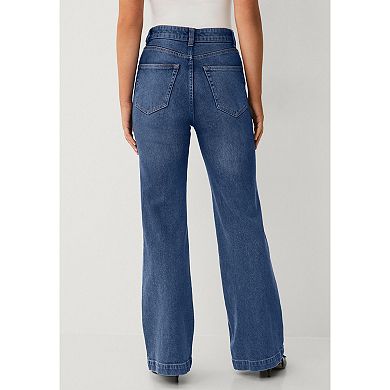 Ellos Plus Size High-Rise Stretch Flare Leg Jeans
