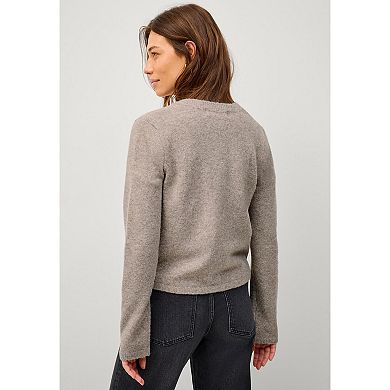 Ellos Plus Size Crew Neck Boxy Button-Front Cardigan