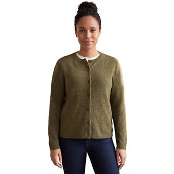 Ellos Plus Size Crew Neck Boxy Button-Front Cardigan