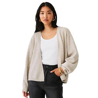 Ellos Plus Size Open-Front Boxy Long Sleeve Cardigan