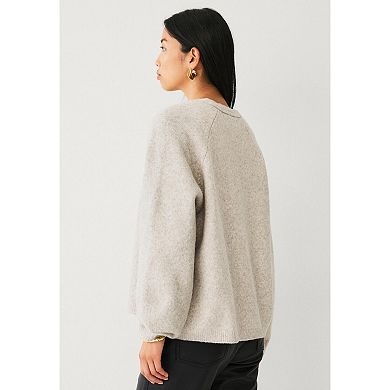 Ellos Plus Size Open-Front Boxy Long Sleeve Cardigan